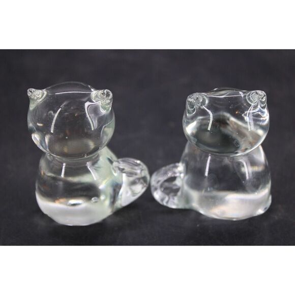 CAT FIGURINE ART GLASS 3" SET PAIR - Picture 3 of 7